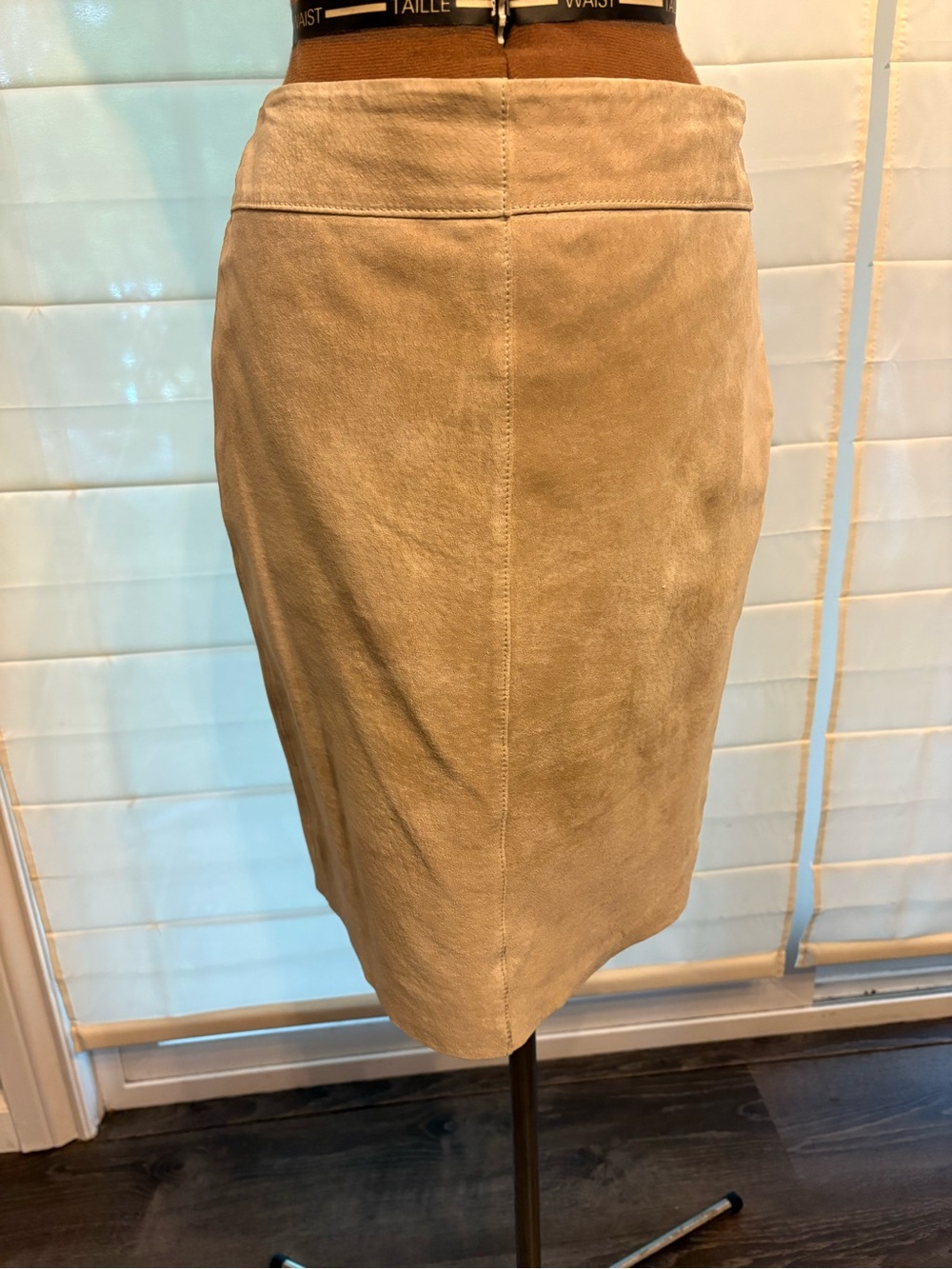 Express Beige Genuine Suede Pencil Skirt